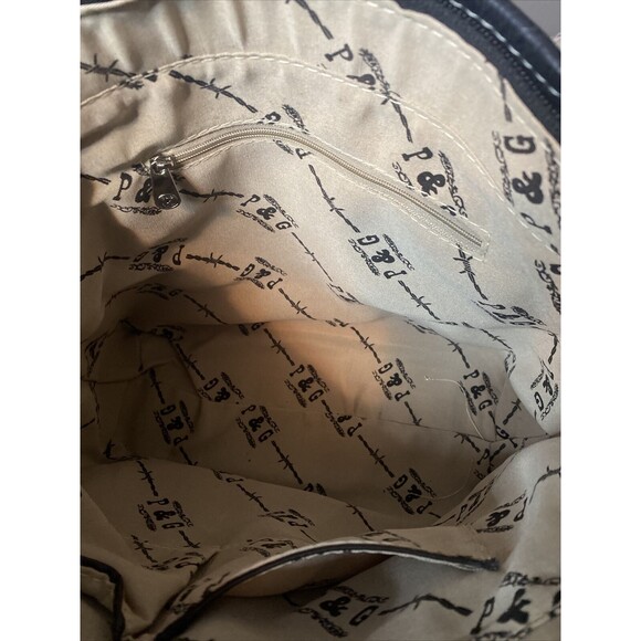 P & G Collections Western Style Brown Leather Purse w/Metal & Faux Diamond Studs - Picture 8 of 10